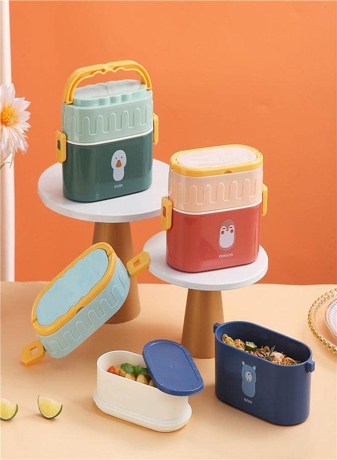 Mayatra's Double Decker Lunch Box | with Plastic Spoon & Handle | Tiffin Box for Women and Men Office, Kids to School Full Meal|Easy to Carry| 950 ML (Multicolor) - Image 3